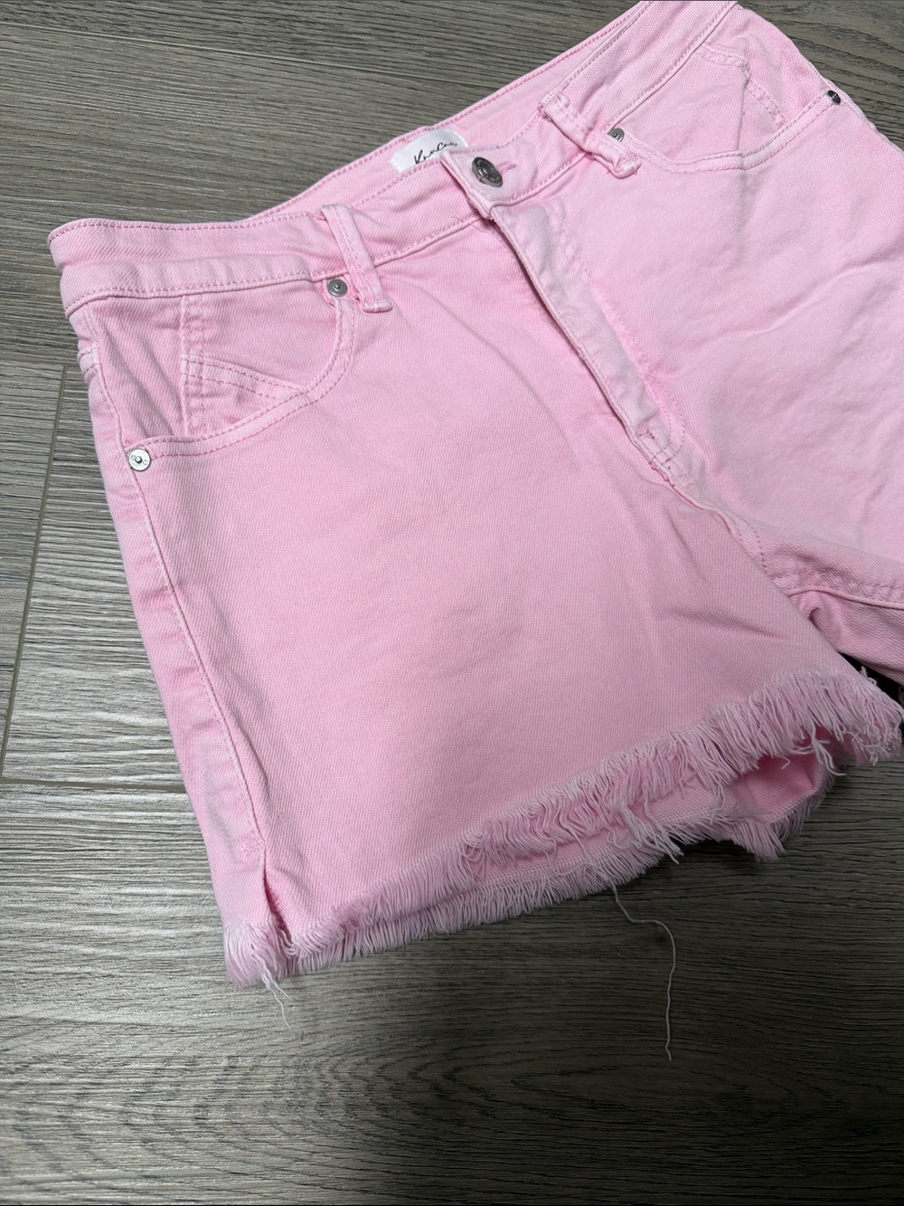 KanCan Light Pink Frayed Hem Denim Shorts - Picture 3 of 12